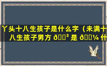 丫头十八生孩子是什么字（未满十八生孩子男方 🐳 是 🐼 什么责任）